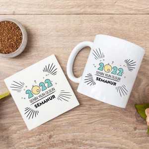 - 2022 Mesajlı Kupa Bardak ve Altlık  - 2022 Mesajlı Kupa Bardak ve Altlık