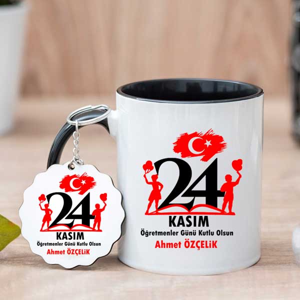 24 Kasım Öğretmenler Günü Hediye Seti Kupa Bardak Ve Anahtarlık Hediye Seti