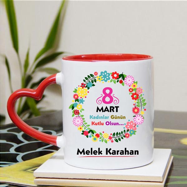 8 Mart Temalı İsimli Kupa Bardak