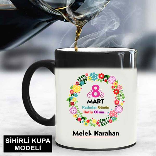 8 Mart Temalı İsimli Kupa Bardak
