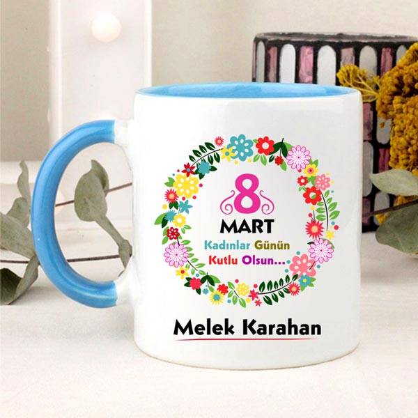 8 Mart Temalı İsimli Kupa Bardak
