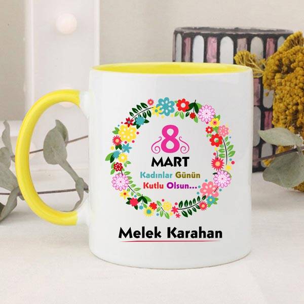 8 Mart Temalı İsimli Kupa Bardak