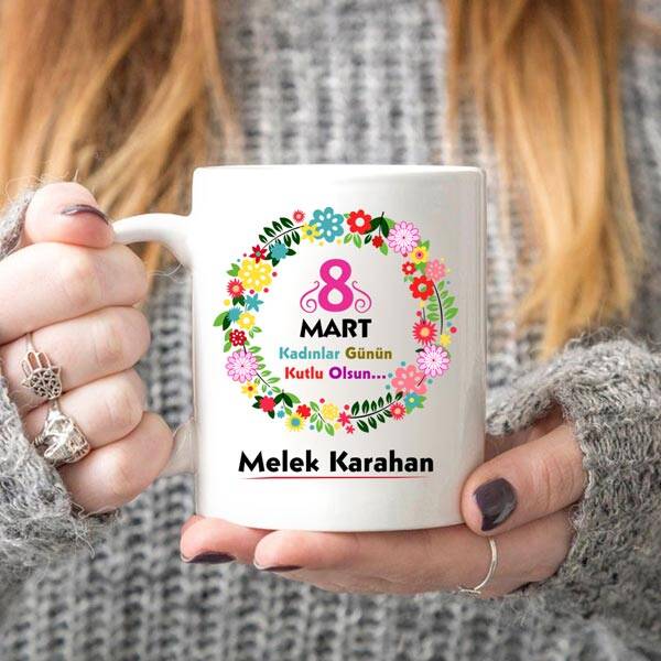 8 Mart Temalı İsimli Kupa Bardak