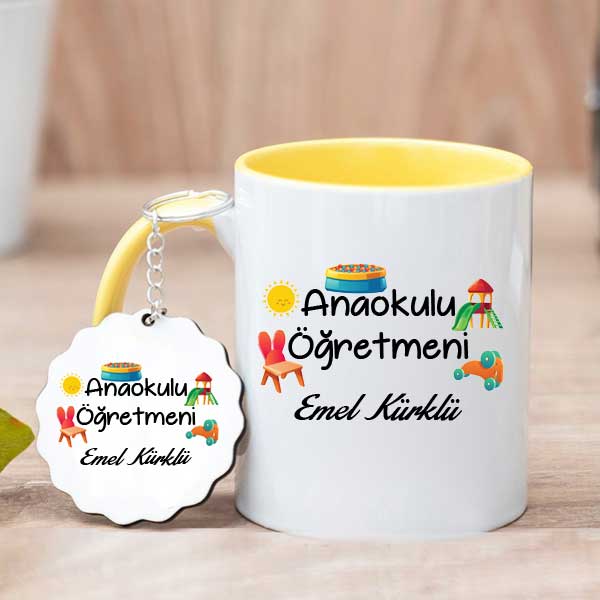 Ana Okulu Öğretmeni Hediye Kupa Bardak Ve Anahtarlık