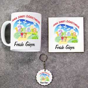 - Ana Sınıfı Öğretmeni Kupa Bardak Altlık ve Anahtarlık Hediye Seti  - Ana Sınıfı Öğretmeni Kupa Bardak Altlık ve Anahtarlık Hediye Seti