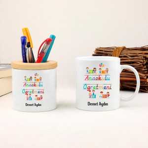 - Anaokulu Öğretmenine Hediye Kupa Bardak ve Kalemlik Seti  - Anaokulu Öğretmenine Hediye Kupa Bardak ve Kalemlik Seti