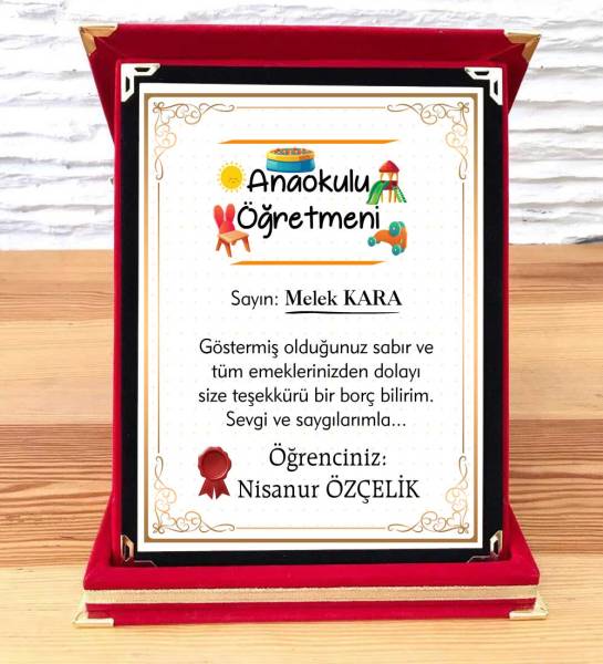 Anaokulu Öğretmenine Hediye Plaket