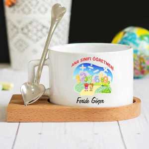  - Anasınıfı Öğretmeni Ahşap Altlıklı Lüks Fincan Seti