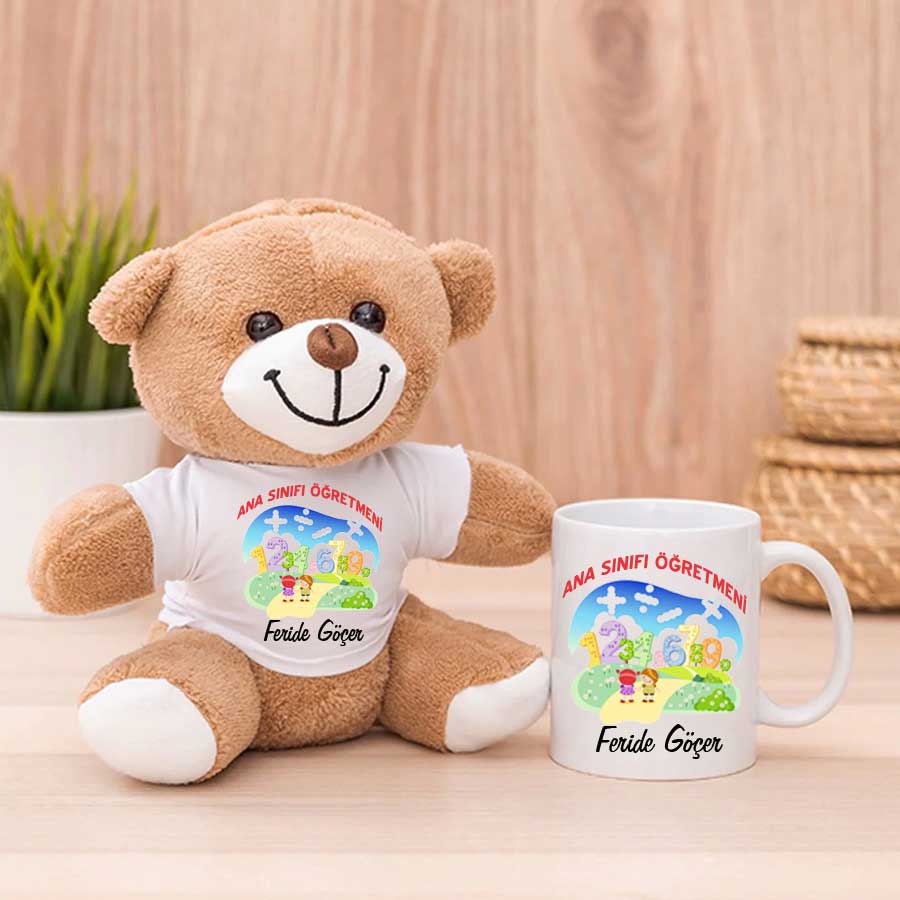 Anasınıfı Öğretmenine Hediye Peluş Ayıcık Ve Kupa Bardak