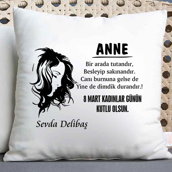 Annelere Özel Kadınlar Günü Hediyesi İsimli Yastık