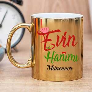  - Anneye Hediye Evin Hanımı Gold Kupa Bardak