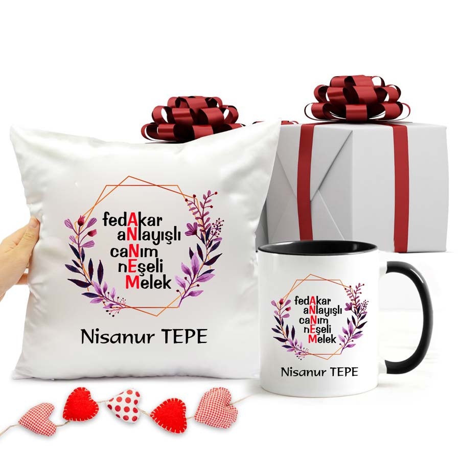 Anneye Hediye Seti Yastık Ve Kupa Bardak