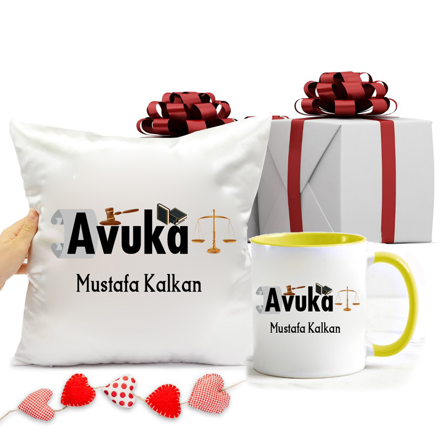 Avukata Özel İsimli Kupa Bardak Ve Yastık