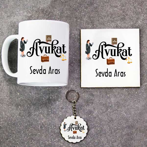 Avukatlara Özel Kupa Bardak Altlık Ve Anahtarlık Hediye Seti