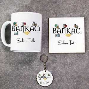  - Bankacı Kupa Bardak Altlık ve Anahtarlık Hediye Seti