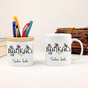  - Bankacıya Hediye Kupa Bardak ve Kalemlik Seti