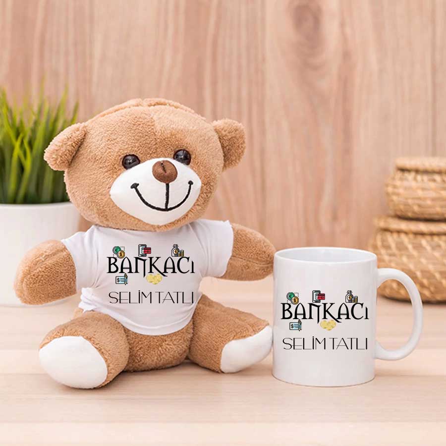 Bankacıya Hediye Peluş Ayıcık Ve Kupa Bardak