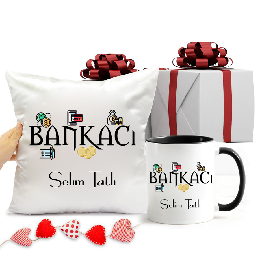 Bankacı Kupa Bardak Ve Yastık