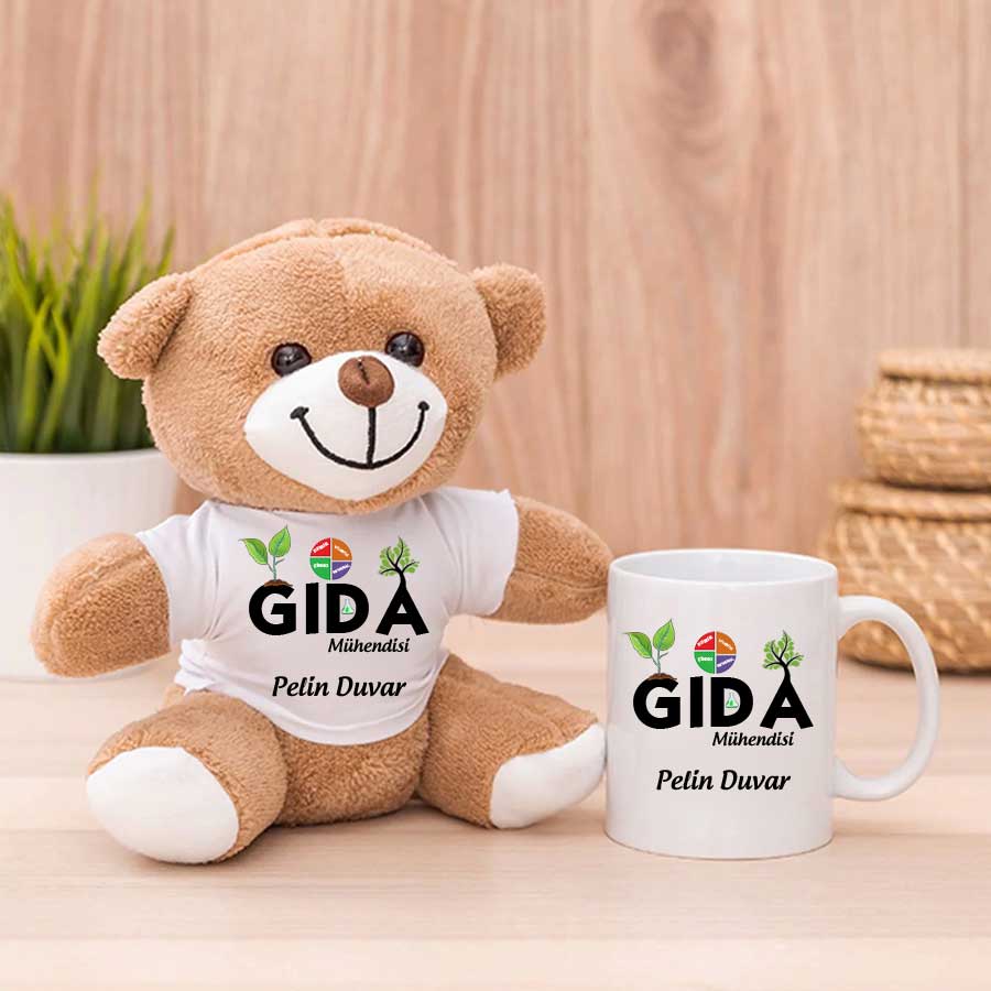 Bayan Gıda Mühendisine Hediye Peluş Ayıcık Ve Kupa Bardak