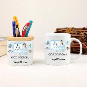 - Bayan Göz Doktoruna Hediye Kupa Bardak ve Kalemlik Seti  - Bayan Göz Doktoruna Hediye Kupa Bardak ve Kalemlik Seti