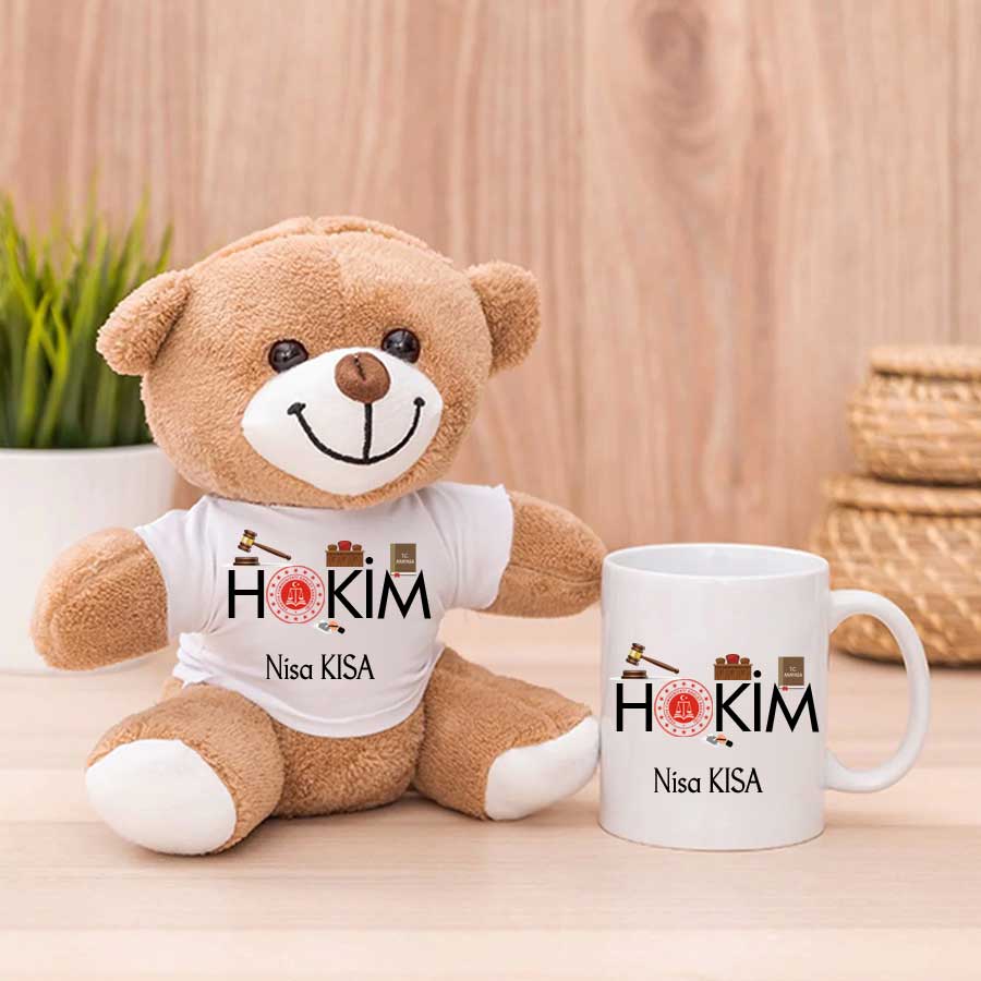 Bayan Hakime Hediye Peluş Ayıcık Ve Kupa Bardak