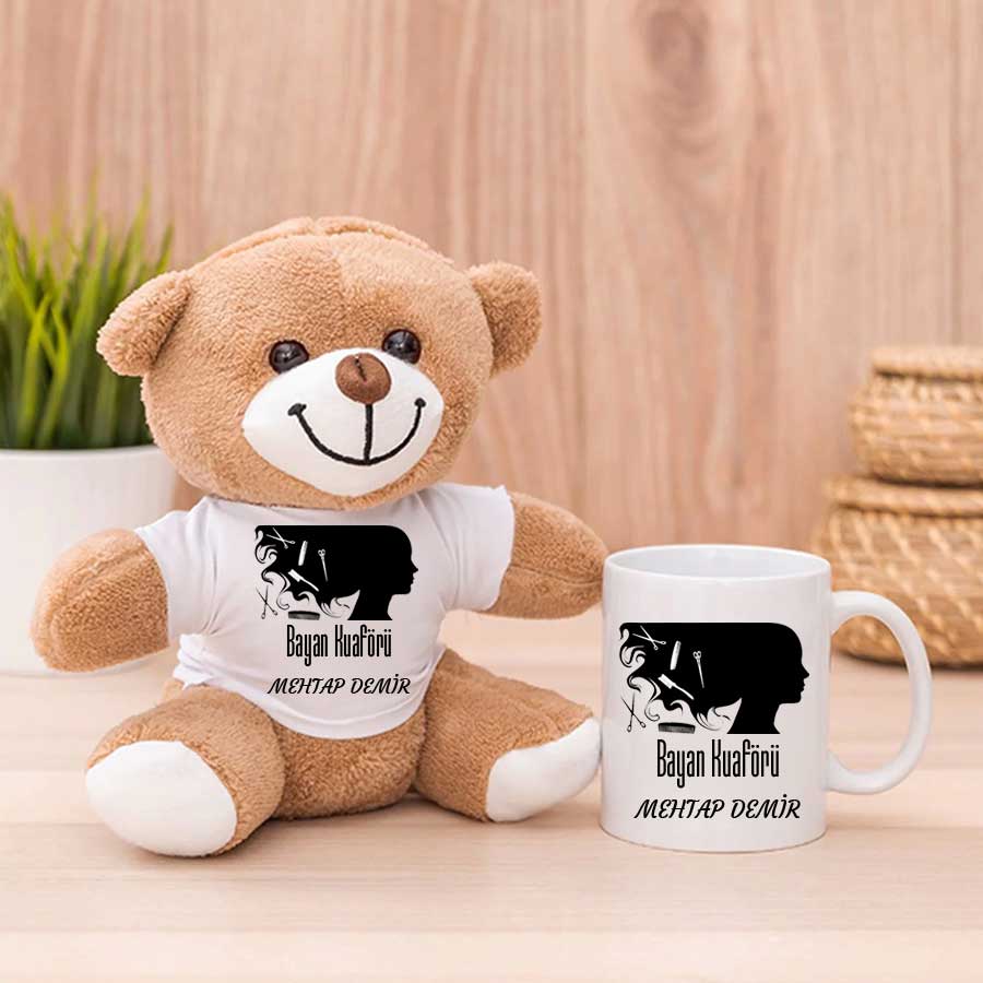 Bayan Kuaförüne Hediye Peluş Ayıcık Ve Kupa Bardak