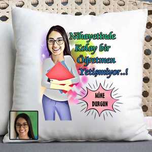 - Bayan Öğretmen Karikatürlü Yastık  - Bayan Öğretmen Karikatürlü Yastık