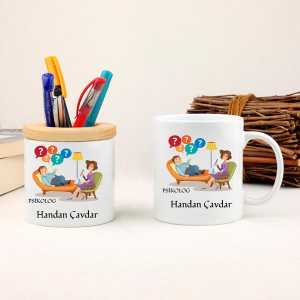  - Bayan Psikolog Kupa Bardak ve Kalemlik Hediye Seti