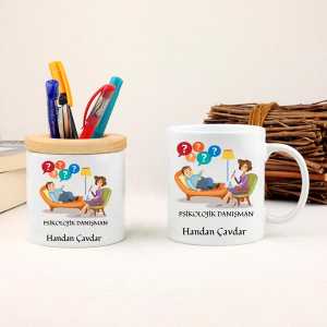 - Bayan Psikolojik Danışmanına Hediye Kupa Bardak ve Kalemlik Seti  - Bayan Psikolojik Danışmanına Hediye Kupa Bardak ve Kalemlik Seti
