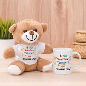  - Bayan Veteriner Hekime Hediye Peluş Ayıcık ve Kupa Bardak