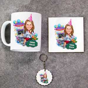 - Bayana Yeni Yıl Hediyesi Karikatürlü Kupa Bardak Altlık ve Anahtarlık Hediye Seti  - Bayana Yeni Yıl Hediyesi Karikatürlü Kupa Bardak Altlık ve Anahtarlık Hediye Seti