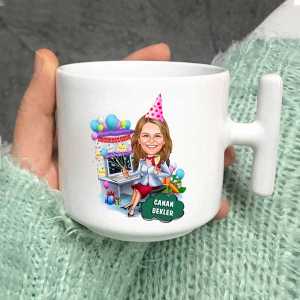  - Bayana Yeni Yıl Hediyesi Karikatürlü Latte Fincanı