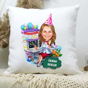  - Bayana Yeni Yıl Hediyesi Karikatürlü Yastık