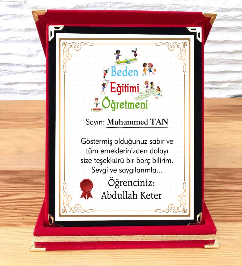 Beden Eğitimi Öğretmenine Hediye Plaket
