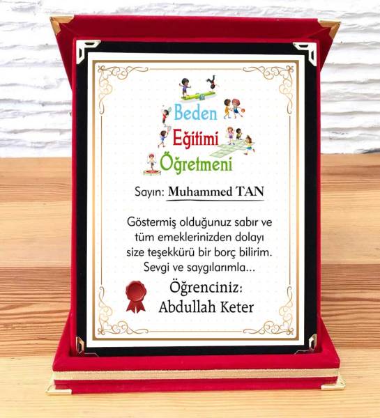 Beden Eğitimi Öğretmenine Hediye Plaket