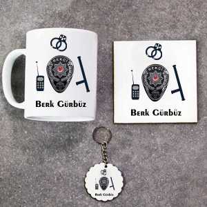 - Bekçi Kupa Bardak Altlık ve Anahtarlık Hediye Seti  - Bekçi Kupa Bardak Altlık ve Anahtarlık Hediye Seti