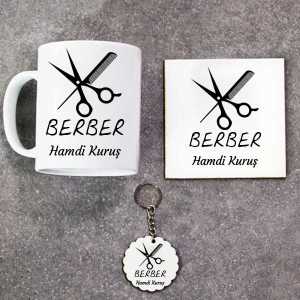  - Berber Kupa Bardak Altlık ve Anahtarlık Hediye Seti