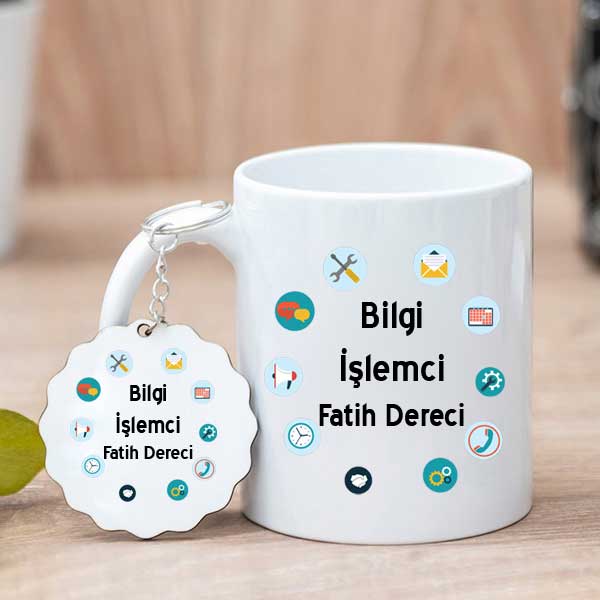 Bilgi İşlemciye Hediye Kupa Bardak ve Anahtarlık