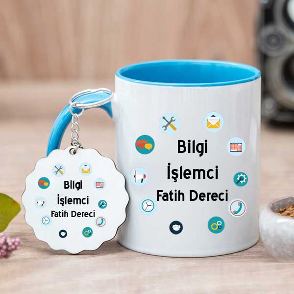 Bilgi İşlemciye Hediye Kupa Bardak ve Anahtarlık