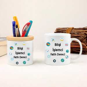 - Bilgi İşlemciye Hediye Kupa Bardak ve Kalemlik Seti  - Bilgi İşlemciye Hediye Kupa Bardak ve Kalemlik Seti