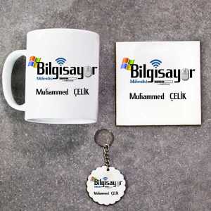  - Bilgisayar Mühendisi Kupa Bardak Altlık ve Anahtarlık Hediye Seti