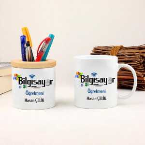  - Bilgisayar Öğretmenine Hediye Kupa Bardak ve Kalemlik Seti