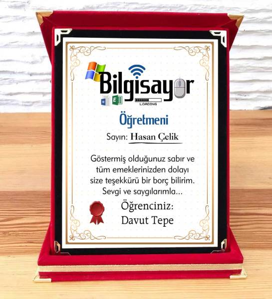 Bilgisayar Öğretmenine Hediye Plaket