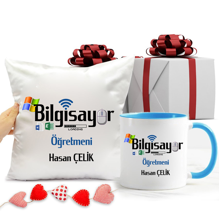 Bilgisayar Öğretmeni Kupa Bardak Ve Yastık