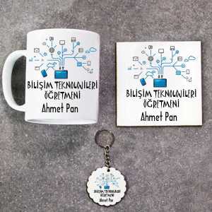 - Bilişim Teknolojileri Öğretmeni Kupa Bardak Altlık ve Anahtarlık Hediye Seti  - Bilişim Teknolojileri Öğretmeni Kupa Bardak Altlık ve Anahtarlık Hediye Seti