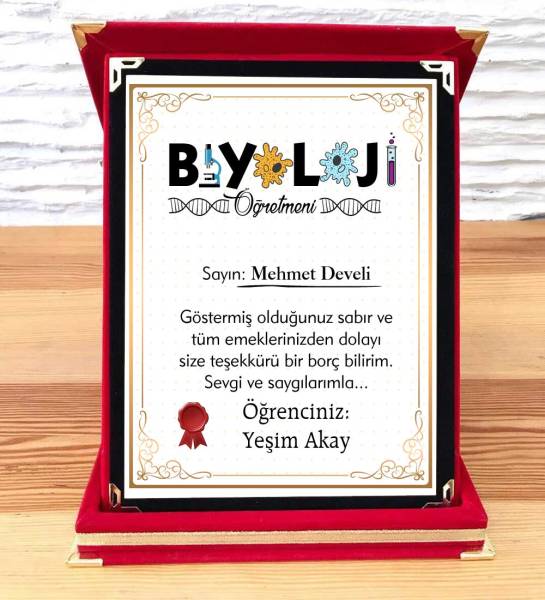 Biyoloji Öğretmenine Hediye Plaket