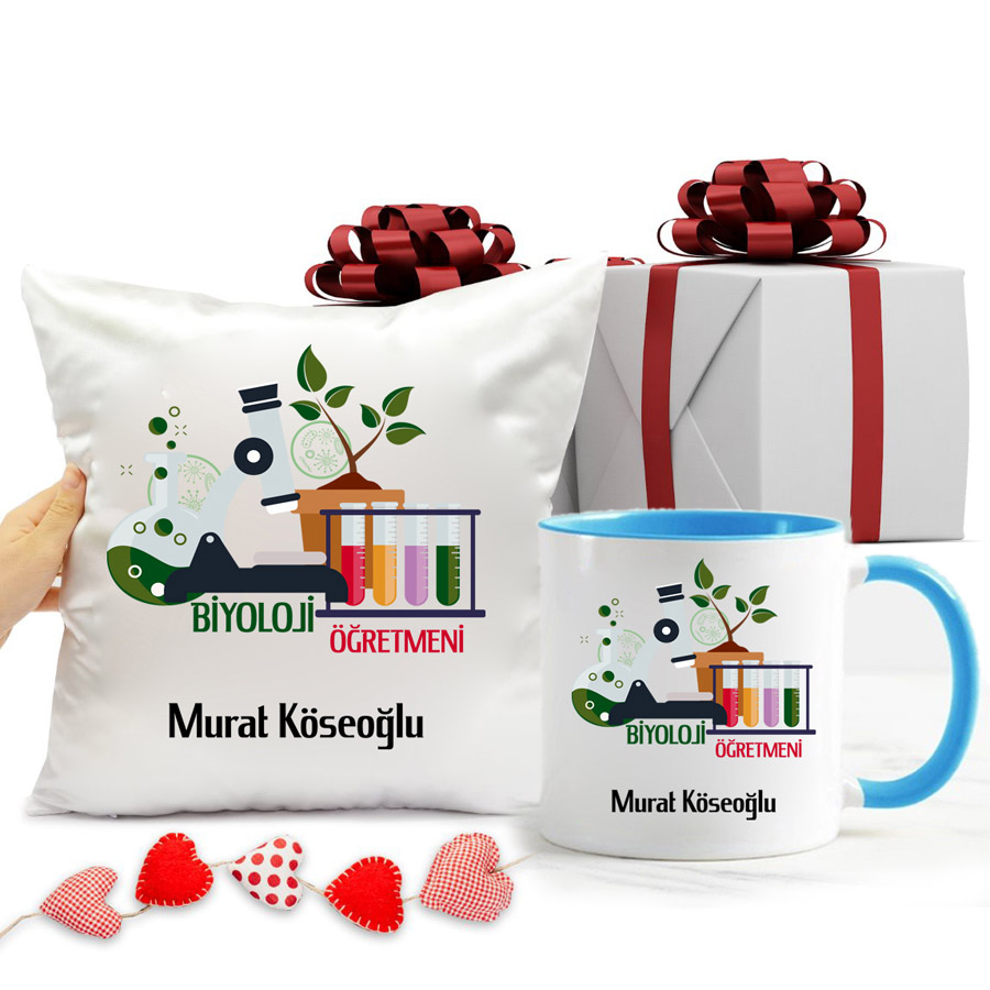 Biyoloji Öğretmeni Kupa Bardak Ve Yastık