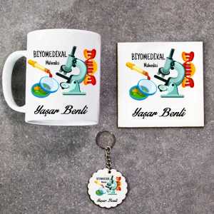 - Biyomedikal Mühendisi Kupa Bardak Altlık ve Anahtarlık Hediye Seti  - Biyomedikal Mühendisi Kupa Bardak Altlık ve Anahtarlık Hediye Seti