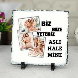  - Biz Bize Yeteriz Fotoğraflı ve İsimli Taş Çerçeve