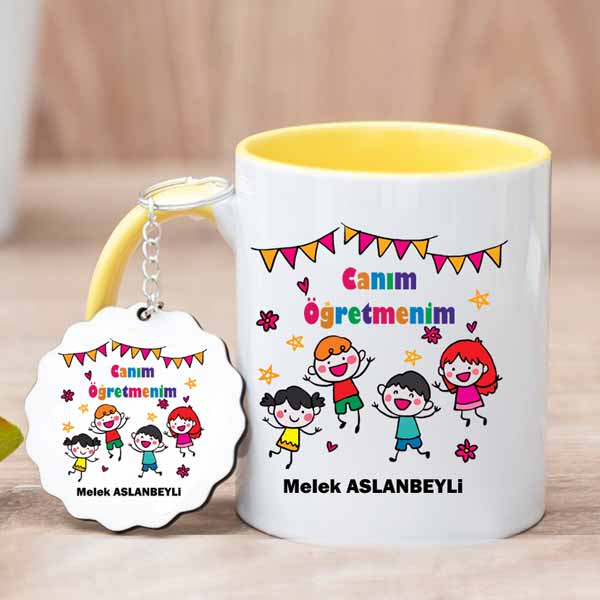 Canım Öğretmenim Kupa Bardak Ve Anahtarlık Hediye Seti